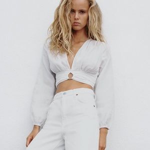 Zara White Draped Ring Top